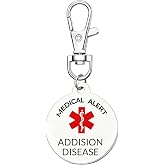 TOWAMOE Medical Alert Keychain, Pre-engraved Emergency ID Tag with Red Symbol Stainless Steel Lightweight Medical Tag