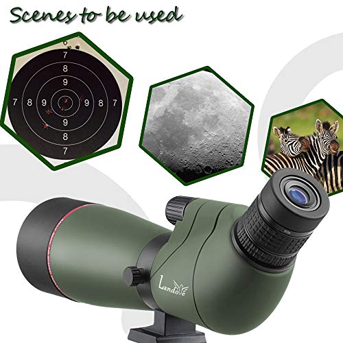 LANDOVE Upgrade Prism Spotting Scope - 20-60X65mm BAK4 Waterproof Angled Spotting Scope with Tripod and Smartphone Holder for Target Shooting Bird Watching Hunting Archery Wildlife Observing - Thumbnail 5