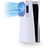 G-STORY PS5 Cooling Fan,PS5 Cooler System, Fan Speed Automactically Adjusted by Temperature(℃/℉), Low Noise, 3 Speed 1500/1750/2000RPM (140MM) with RGB LED (White)