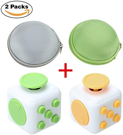 Premium Stress Cube By Smartlif - The Ultimate Fidgeting Sensory Stress Relief Desk Toy - Fast &amp; Easy Anxiety Relief For Kids &amp; Adults (Yellow+Green)
