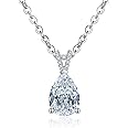 AnuClub 2.0-3.0 CT D Color Moissanite Pendant Necklace For Women D Color VVS1 Round Cut Four-Claw 925 Sterling Silver Necklace With Certificate
