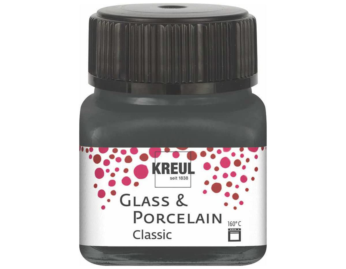 Kreul 16231 Glass & Porcelain Classic Grey, in 20 ml Glass, Brilliant Glass and Porcelain Paint Water-Based, Quick-Drying, Opaque — image 1