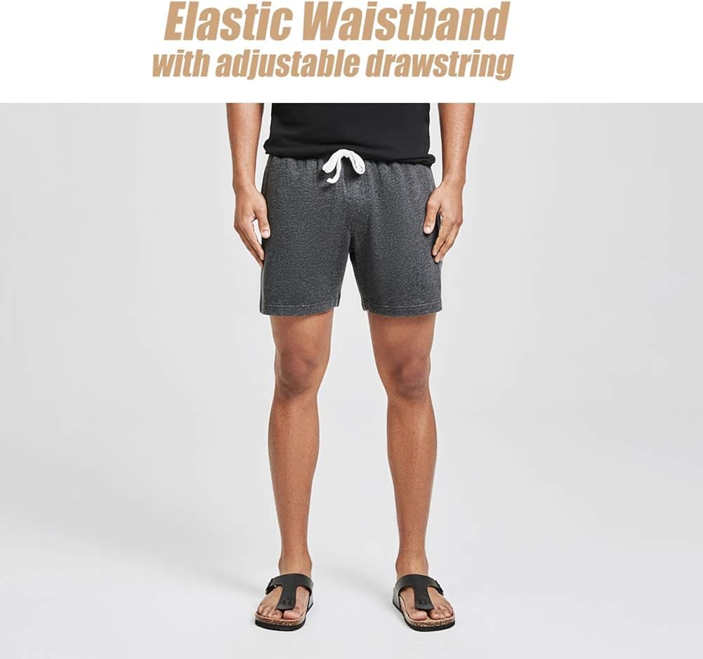 MaaMgic Mens Athletic Gym Shorts 5.5" Elastic Waist Casual Pajama Pocket Jogger Men Workout Short Pants at  Men’s Clothing store