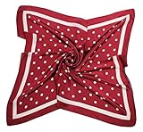 Jaweaver Women's Square Silk Like Scarves Vintage Dots Head Scarf 27inch (Burgandy)