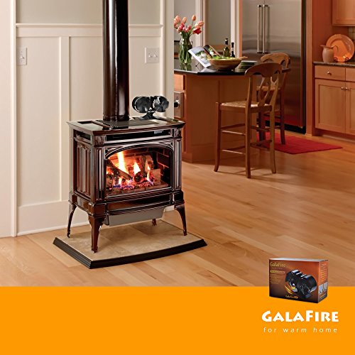 8 Blade Twin Motor Original Top Heat Powered Driven Eco Stove Fan 25% Fuel Cost Saving Aluminum Black for Gas Coal Pellet Log Wood Burner Fireplace Oven Heater Fire Burning