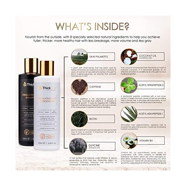 ThickTails Hair Growth Shampoo and Conditioner - (2-Pack) For Women With Thinning Hair Breakage Due to Menopause, Stress…