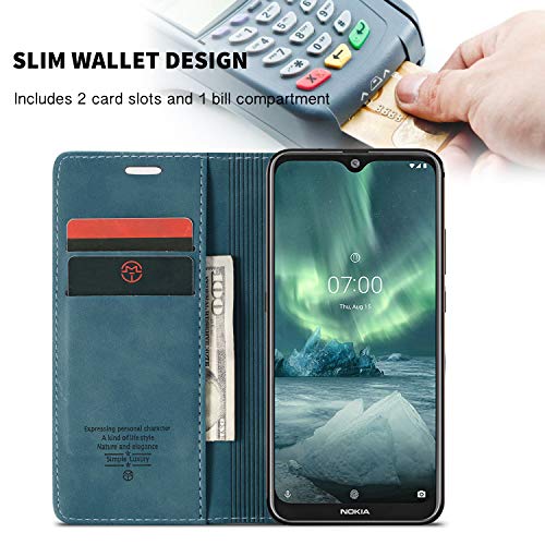 Bounceback® Nokia 7.2 Case Cover Leather Magnetic Flip Back Stand Case/Cover for Nokia 7.2 - Cool Blue