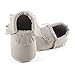 DELEBAO Unisex Baby Soft Sole Tassels Crib Shoes Moccasins Loafers 3-6 Months, Grey
