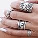 SUNSCSC Vintage Retro Silver Elephant Joint Knuckle Nail Rings Set of 4 Rings