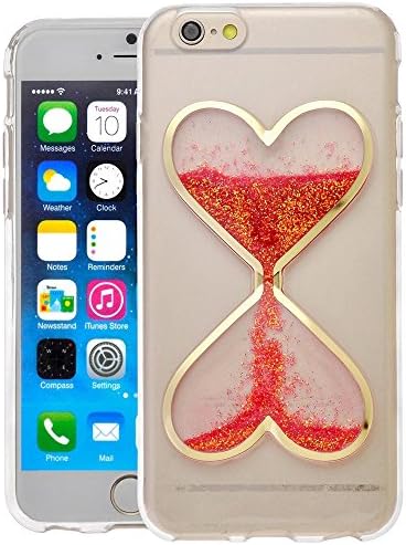 Fast Jewelry Funny Heart-Shaped Hourglass Transparent Dynamic Quicksand Soft Case For iPhone 6 Plus/6S Plus 5.5 Inch Case Clear Cellphone Cover - Red