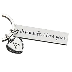 Personalized Initial Key Chain Gift, Drive Safe I