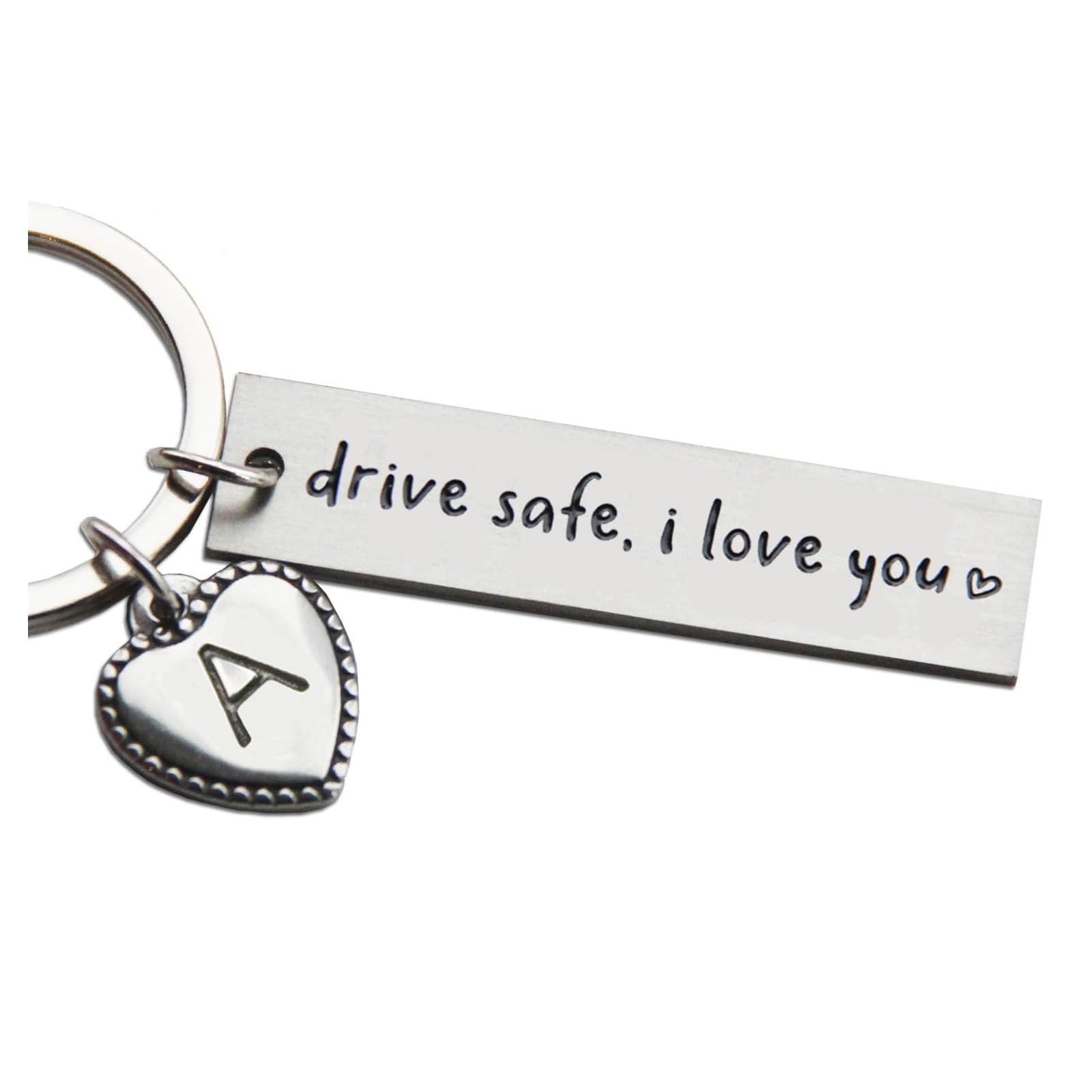 Personalized Initial Key Chain Gift, Drive Safe I