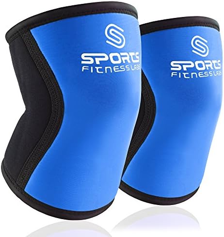 Knee Sleeves (Small) Blue by Sports Fitness Labs - 7 mm Knee Support Wraps Best for WODs, Weightlifting, Powerlifting, Bodybuilding, Squats, Plyometics, Fitness - Men &amp; Women - Pair of Knee Sleeves