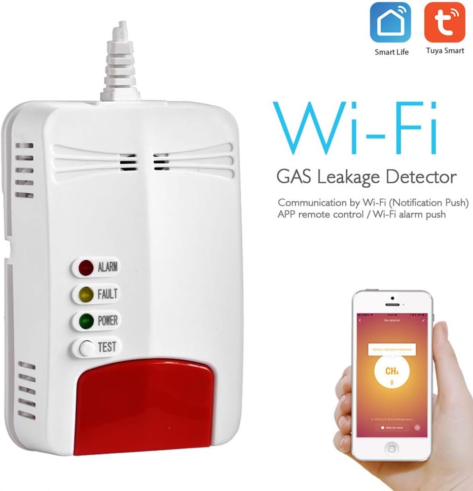 WLDOCA Gas Alarm Detector, Home Use Propane Butane Methane Gas Monitor, Plug in Combustible LPG/Natural Gas/Coal Gas Leak Sensor, Voice Prompt, Strobe Light Warning