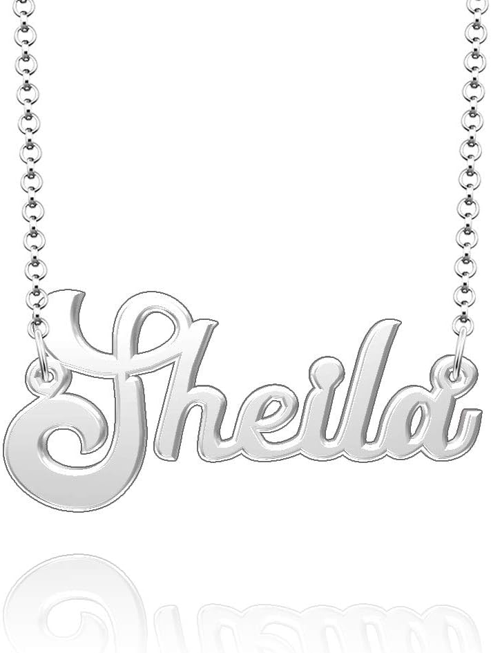 Moonlight Collections Custom Name Necklace Silver 925 Personalized Nameplate Pendant