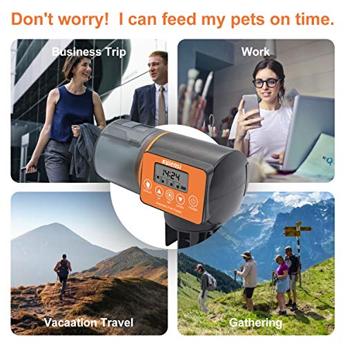KUIENSI Automatic Fish Feeder, Vacation Fish Food Dispenser for Aquariums with Moisture-Proof System, Accurate Feeding Suitable for Granulated Flakes and Other Fish Foods - Thumbnail 6