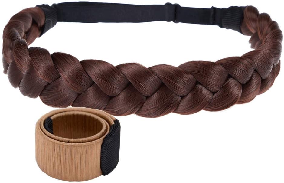 TOECWEGR Braid headband 3 Strands Synthetic Braided Hair Headbands Stretch Plaited Hair Headbands Hairpiece Fashion Girl Costume Hair Accessories