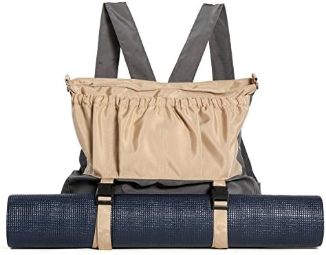 Yoga Mat Bag Exercise Backpack - with Adjustable Straps For Yoga Mat and Fitness Towel, Adjustable Shoulder and Back Straps, Multi Pockets and Zippers Gym Tote Duffel Bag For Bicycles (Biege-Green)