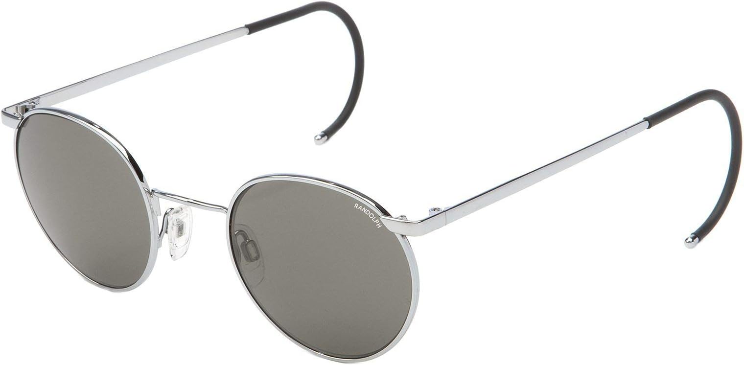 Randolph P3023 Unisex P3 Black Frame Grey Lens Round Full-Rim Sunglasses