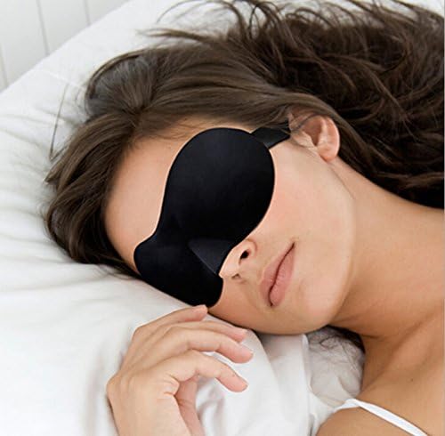 Premium Sleep Mask by Riemex - NEW Patented, Sleek Contoured Memory (Black) (Black)