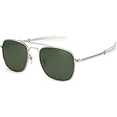 IOHLNG Mens Aviator Sunglasses Polarized 55mm Pilot Military Square Shades with Bayonet Temples