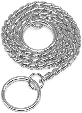 MOONPET® P Snake Chain Dog Choke Collar - Heavy Duty for Small Medium Large Dog Breeds - Command Obedience Training Slip Collar - Silver,16"