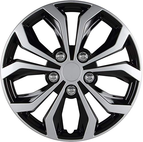 IPS Venom Universal Fit Wheel Cover [Set of 4] - 16 in. ABS Hub Cap with 10 Spokes, Black/Silver Finish. Car Accessories - Thumbnail 4