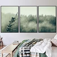 3 Piece Framed Canvas Wall Art Foggy Mountains Canvas Prints Home Artwork Decoration for Living Room,Bedroom - 16