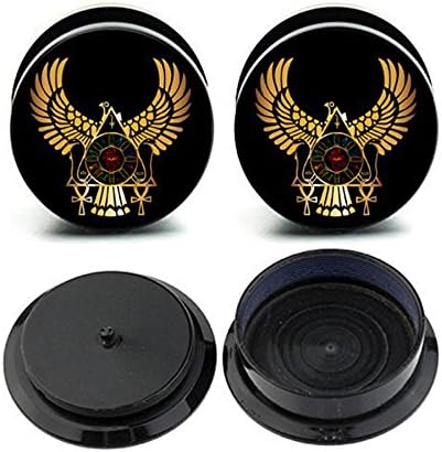 Caspian Jewelry Ear Stretching Plugs 1 Pair Egyptian Horus Wheel Ear Gauges Plugs (5/8")