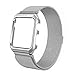 For Apple Watch Band 42mm Upgraded Stainless Steel Magnetic iwatchband with Metal Case for Apple Watch Series 3 Series 2 Series 1 Protective Bumper Replacement Strap Silver
