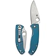 Spyderco Tenacious Folding Utility Pocket Knife with 3.35 In R.I.L. Blue Titanium Blade and Durable Handle - Everyday Carry - PlainEdge - C122TIBLP