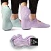 LA Active Grip Socks - 2 Pairs - Yoga Pilates Barre Ballet Non Slip (Royal Lilac and South Beach Teal)