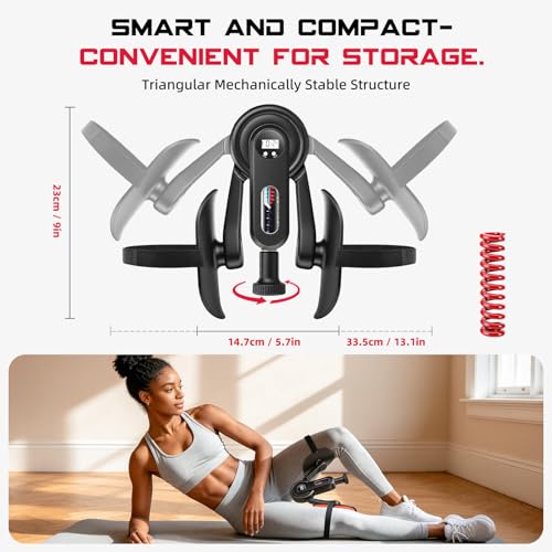 Ejercitador Muslos y Suelo Pélvico Kegel para Mujer y Hombre, Pantalla Led, Resistencia 0–61Kg, Glúteos e Interior Piernas, Gimnasio En Casa, 360° Training Thigh Master