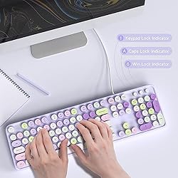 MOFII Wired Keyboard, Cute Colorful Keyboard Full