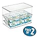 mDesign Plastic Kitchen Pantry and Fridge Storage Organizer Box Containers with Hinged Lid for Shelves or Cabinets, Holds Food, Snacks, Canned Drinks, Seasoning, Condiments, or Utensils, 2 Pack, Clear