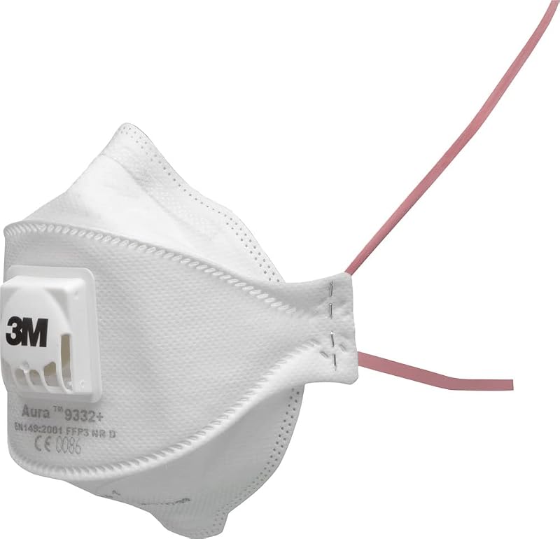 3M Aura 9332+ FFP3 Valved Disposable Particulate Respirator Face Mask Pack