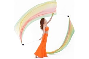 BELLYANGEL 2Pcs Silk Veils Poi Chain Balls Women Belly Dance Poi Streamer Throw Ball Stage Props