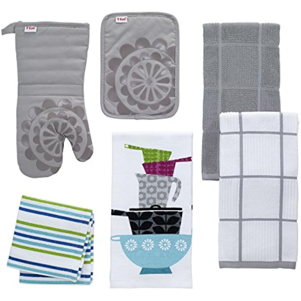 Tfal Textiles Double Sided Print Woven Cotton Kitchen Dish Towel Set