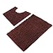 VDOMUS Microfiber Bathroom Contour Rugs Combo, Set of 2 Soft Shaggy Non Slip Bath Shower Mat and U-shaped Toilet Floor Rug - Brown