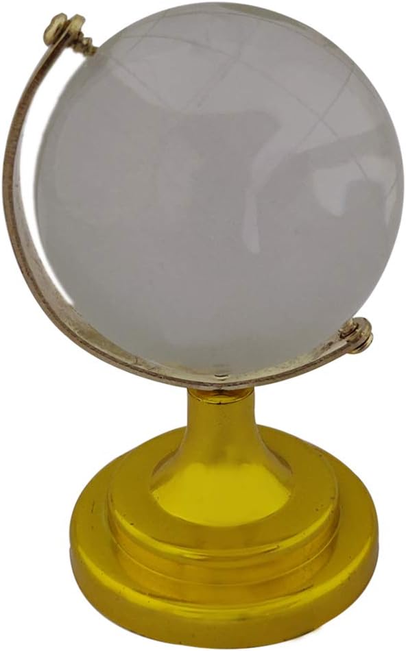 Divya Mantra Feng Shui Crystal Rotating 4 cm Globe with Educational Earth Texture Map for Students, Kids, Home, Office, Table Decoration - Career, Financial, Business Luck, Gift Item/Product - Clear