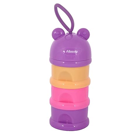 The Little Lookers Premium Quality Portable Baby Formula Dispenser| BPA Free Milk Powder Container for Infants Toddler| for Travelling| 3 Compartment Formula Food Fruit Storage (Pink-Purple)