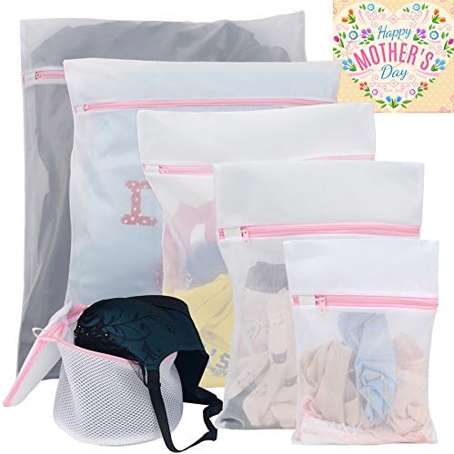 Mesh Laundry Bags Delicates -6 Pack Lead Free Durable Lingerie Bags, Thick Mesh with Thickened Rust Proof Zipper for Washing Machine. Wash Bags for Bra, Socks, Underwear, Garment and Travel Organizer