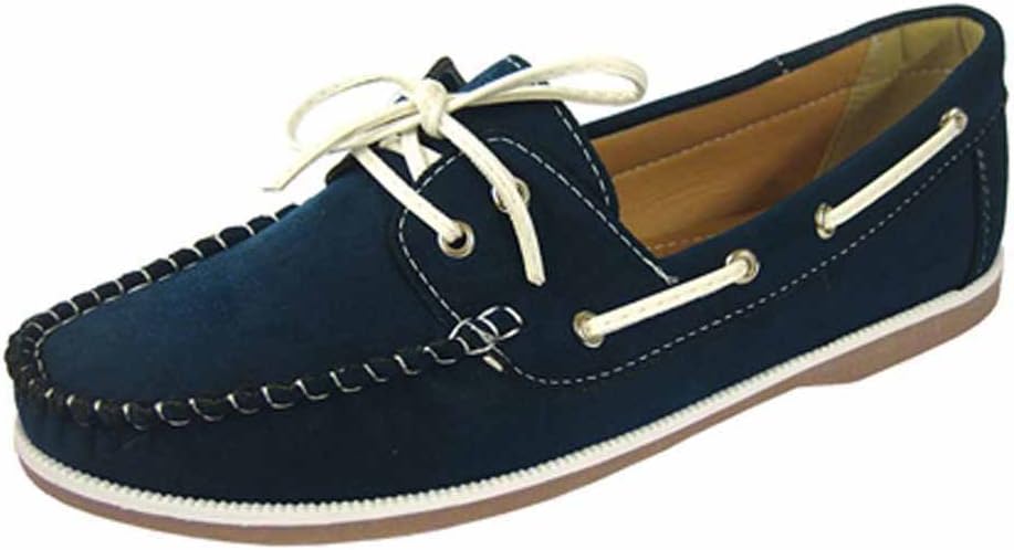 Ladies Coolers Faux Nubuck Leather Loafer Lace Up Boat Deck Shoes