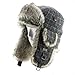 FUR WINTER Wool Blend Diamond Check Plaid Faux Fur Aviator Bomber Trapper Trooper Hat