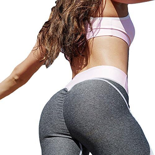 Clothdigger Cute Pink and White Patchwork Yoga Pants Sports Fitness Yoga Leggings Bottoming Pants