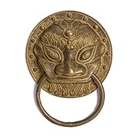 CBH Chinese Angry Lion Brass Door Gate Pull Hardware 7.5"