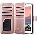 ULAK Galaxy S5 Case, Glaxy S5 Wallet Case, Rose Gold PU Leather Magnet Wallet Flip Case Cover with Built-in Credit Card/ID Card Slots for Samsung Galaxy S5 SV Galaxy S V i9600-Rose Gold