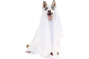 Ahzemepinyo Halloween Ghost Dog Costume Dog White Costumes Ghost Costumes for Dogs Cats with Ear Opened Halloween Dog Cosplay Costume Halloween Trick or Treat Party Cosplay for Dog