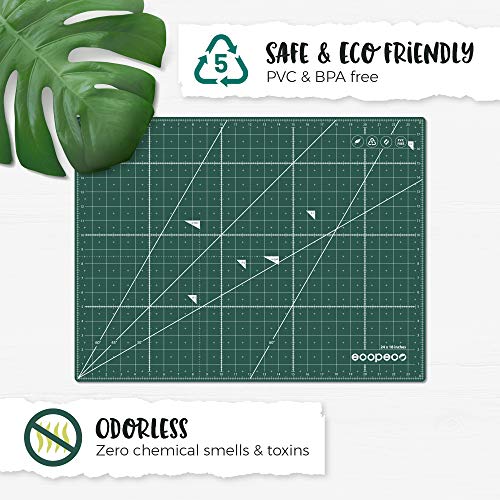 Ecopeco 18x24 Inch Green 5Ply Double Sided NonToxic Cutting Mat for