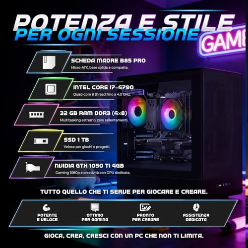 Nuwo i7 Fixed Gaming PC up to 4GHz | 32GB RAM | 1TB SSD | GTX 1050 Ti 4GB | Windows 11 Pro Pre-Installed | Desktop Gaming Computer | WiFi Ready | Crow